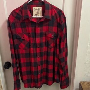 Red and Black Plaid Men's Shirt xl
